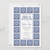 Invitation Carrelage bleu Fête des mariées méditerranéenne it (Devant)