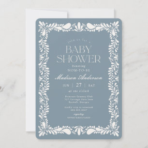 Invitation Carrelage bleu foncé Talavera Baby shower garçon F
