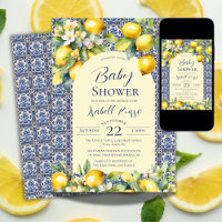 Carrelage Bleu Italien Aquarelle Fête de Naissance