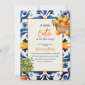 Invitation Carrelage bleu italien Cutie Orange Citrus Baby sh (Devant)