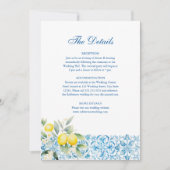 Invitation Carrelage bleu italien et citron Mariage Détails C (Devant)