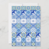 Invitation Carrelage bleu italien Fête des mariées citron (Dos)