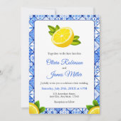 Invitation Carrelage bleu italien méditerranéen - Mariage cit (Devant)