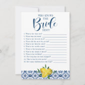 Invitation Carrelage bleu méditerranéen Citron Fête des marié (Devant)