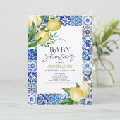 Invitation Carrelage bleu méditerranéen Citrus Citrus Baby sh (Debout devant)