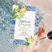 Invitation Carrelage bleu méditerranéen Citrus Lemon Fête des