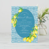 Invitation Carrelage bleu méditerranéen Dîner de répétition c (Debout devant)