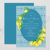 Invitation Carrelage bleu méditerranéen Dîner de répétition c (Devant / Derrière)