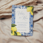 Invitation Carrelage bleu méditerranéen et mariage aux agrume