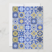 Invitation Carrelage bleu méditerranéen et mariage d'agrumes (Dos)