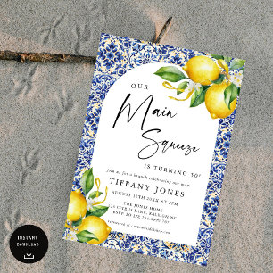 Invitation Carrelage bleu méditerranéen Lemons 50e anniversai