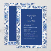 Invitation Carrelage bleu méditerranéen Motif (Devant / Derrière)