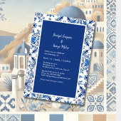 Invitation Carrelage bleu méditerranéen Motif