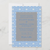 Invitation Carrelage bleu méditerranéen tout en un Mariage (Devant)