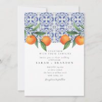 Carrelage bleu orange aquarelle Mariage méditerran