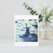 Invitation Carrelage bleu vintage Delft - Windmill (Debout devant)