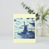Invitation Carrelage bleu vintage Delft - Windmill (Debout devant)