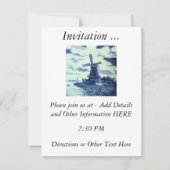 Invitation Carrelage bleu vintage Delft - Windmill (Dos)