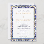 Invitation Carrelage Classique Bleu Et Blanc Espagnol (Devant)