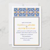 Invitation Carrelage espagnol | Bleu Jaune mariage méditerran (Devant)