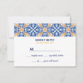 Invitation Carrelage espagnol | mariage méditerranéen bleu ja (Devant)