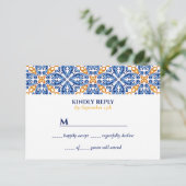 Invitation Carrelage espagnol | mariage méditerranéen bleu ja (Debout devant)