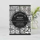 Invitation Carrelage Farmhouse moderne Fête des mariées blanc (Debout devant)