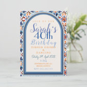 Invitation Carrelage géométrique marocain coloré Anniversaire (Debout devant)