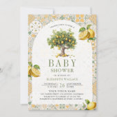 Invitation Carrelage italien Arche citronnier Code QR Baby sh (Devant)