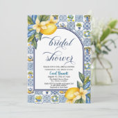 Invitation Carrelage italien Citron thème Fête des mariées d' (Debout devant)