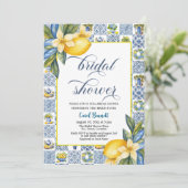 Invitation Carrelage italien Citron thème Fête des mariées d' (Debout devant)