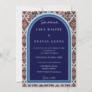 Invitation Carrelage Luxueux Rouge Et Bleu