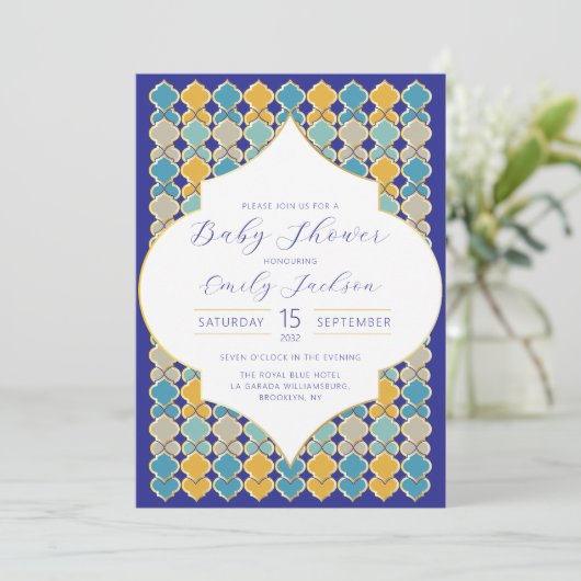 Invitation Carrelage marocain Royal Blue Golden (Debout devant)