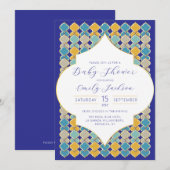 Invitation Carrelage marocain Royal Blue Golden (Devant / Derrière)