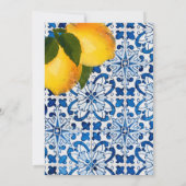 Invitation Carrelage Méditerranéen Bleu Citron Chic Mariage É (Dos)
