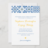 Invitation Carrelage méditerranéen Bleu Jaune Mariage (Devant)