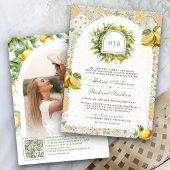 Invitation Carrelage méditerranéen Citron QR Code Mariage pho
