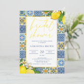 Invitation Carrelage méditerranéen & Citrons Fête des mariées (Debout devant)
