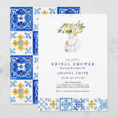 Invitation Carrelage méditerranéen Fête des mariées de citron (Devant / Derrière)