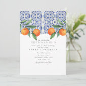 Invitation Carrelage méditerranéen mariage aquarelle orange b (Debout devant)