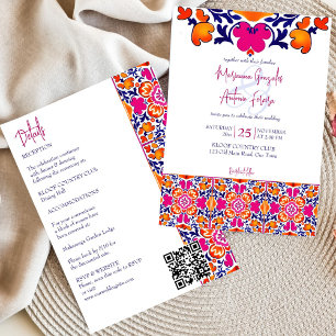 Invitation Carrelage mexicain rose orange rose tout en un mar