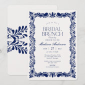 Invitation Carrelage Talavera bleu Espagne Fiesta Bridal Brun (Devant / Derrière)