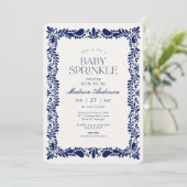 Invitation Carrelage Talavera bleu espagnol Fiesta Baby Sprin (Debout devant)