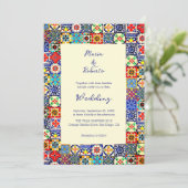 Invitation Carrelage Talavera coloré avec Mariage frontalier (Debout devant)