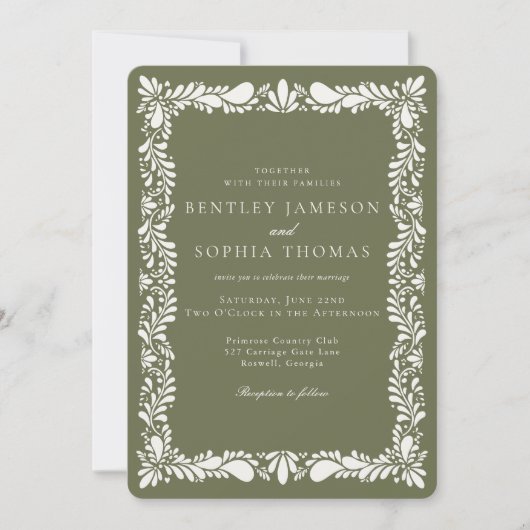 Invitation Carrelage Talavera Vert Espagne Mariage Fiesta (Devant)