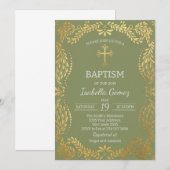 Invitation Carrelage Talavera vert Fiesta espagnole Baptême (Devant / Derrière)
