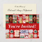 Invitation Carrés d'illustration de bloc de Noël (Devant / Derrière)