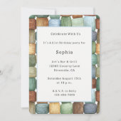Invitation Carrés Vert Marron Bleu Jaune Anniversaire (Devant)