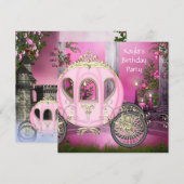 Invitation Carriage Pink Princess Anniversaire (Devant / Derrière)