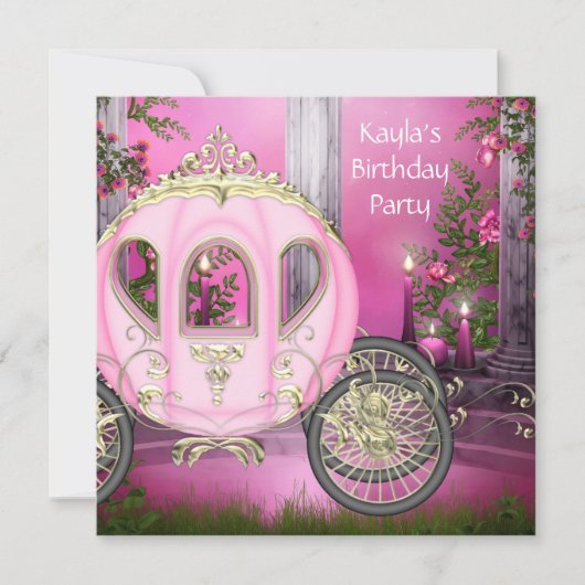 Invitation Carriage Pink Princess Anniversaire (Devant)